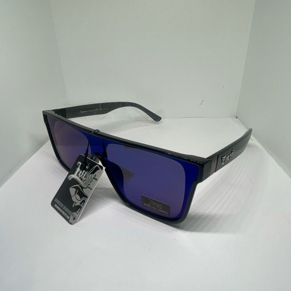 Locs Hardcore Shield Sunglasses Mirrored Lenses Black Frame UV Protection New